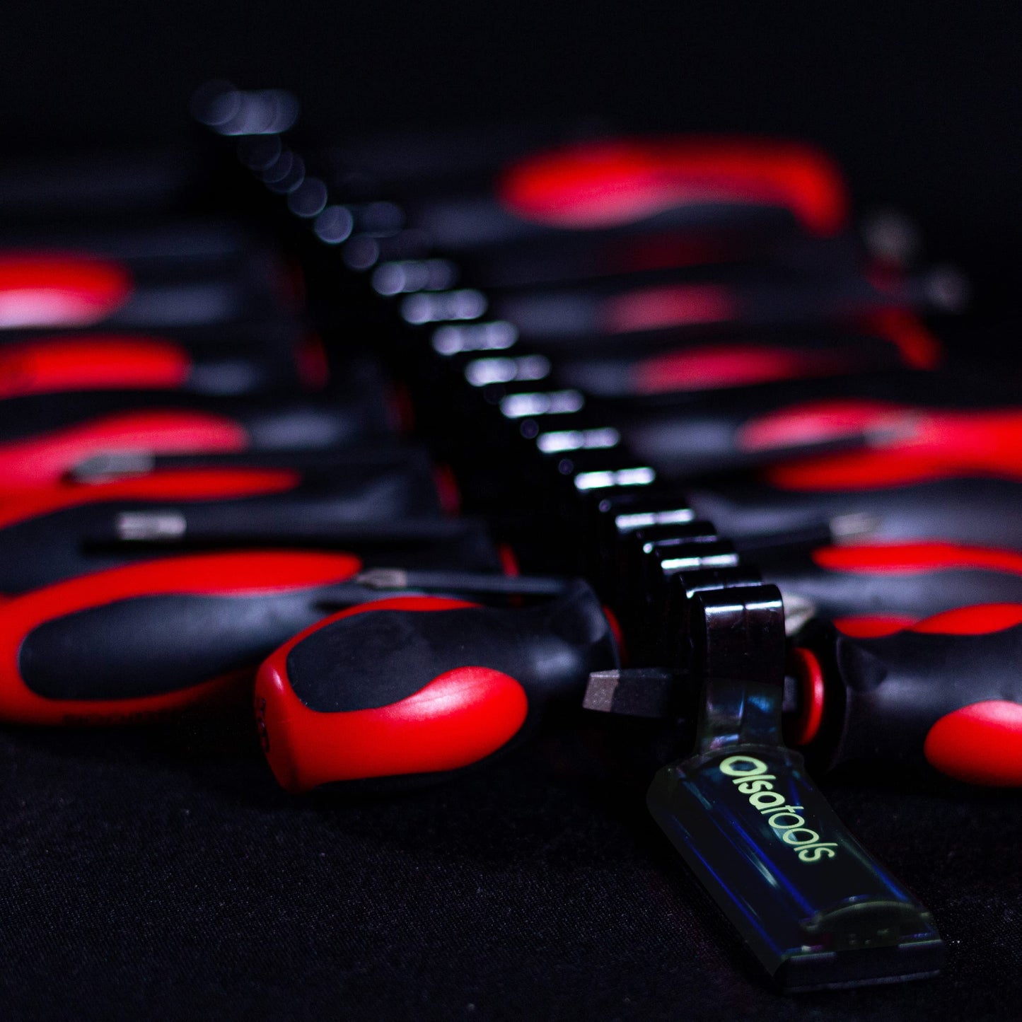 Olsa Tools Magnetic Screwdriver Organizer - Screwdriver Holder with Strong Magnets and Foam Backing - Professional Tool Holder and Tool Organizer - Stores up to 16 Screwdrivers - Blue - Part: 1114