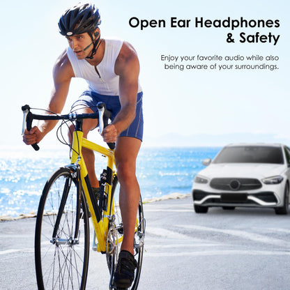 Gixxted Open Ear Headphones with Mic, Bluetooth Headset with Microphone, Dual Connect Bluetooth 5.3 with AI Noise Cancelling Mic & Mute Function, Wireless Headset for Work, Sports, Drive
