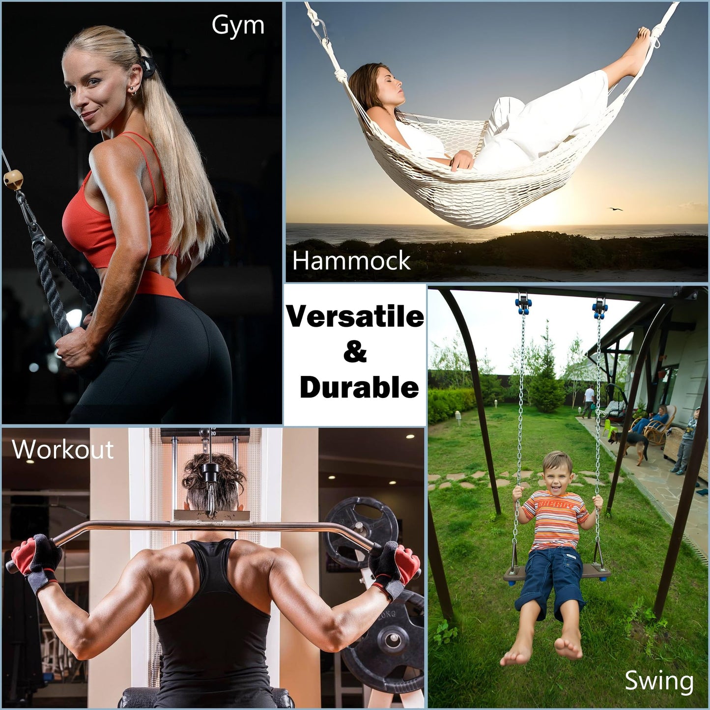 Outmate 304 Stainless Steel Carabiners -2.36 inch Heavy Duty, Durable & Rust-Free Clips for Gym, Swing, Dog Leashes, Hammocks, Keychains, and More(304,M6,Pack of 6)