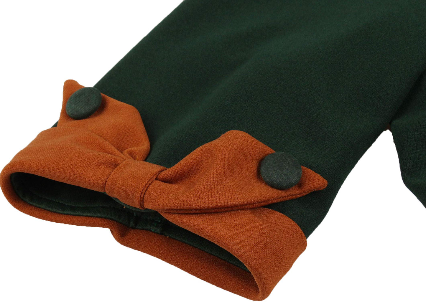 Nihsatin Women's Vintage-Inspired Green A-Line Dress with Orange Collar and Belt