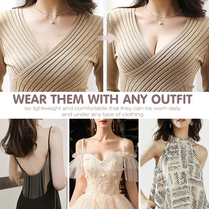 MINIYA 2025 Push Up Sticky Bra, 2 Pack Reusable Adhesive Invisible Backless Strapless Bra (US, Cup Band, A, Nude+Black)