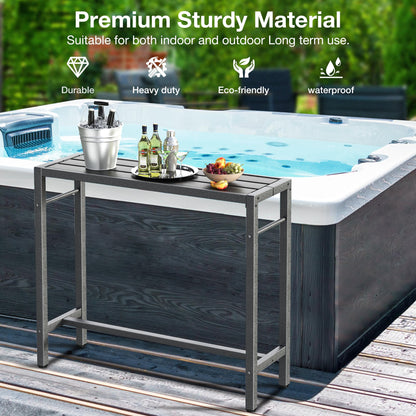 Mr IRONSTONE Outdoor Bar Table 53'' Patio Table Pub Height Dining Table with Waterproof Top and Hammer Finish Stand for Hot Tub, Garden, Backyard