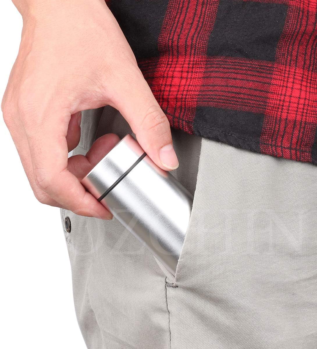 OZCHIN Aluminum Storage Jar Portable Airtight Smell Proof Container Bottle Multipurpose Storage Container for Spices, Coffee & Teas 80ml (Silver&Black)