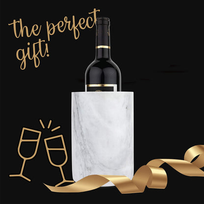 Homeries Marble Wine Chiller Bucket - Wine & Champagne Cooler for Parties, Dinner – Keep Wine & Beverages Cold, Wine Chillers for Bottles – Holds Any 750ml Bottle - Ideal Gift for Wine Enthusiasts