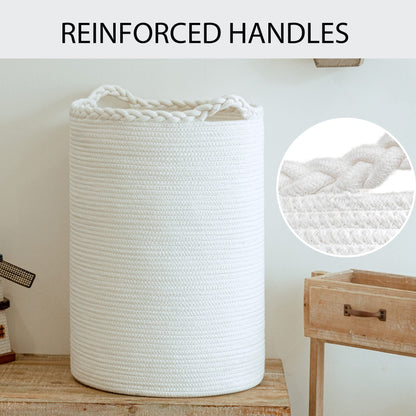 Homlikelan 72L Woven Laundry Hamper,Cotton Tall Wicker Laundry Basket for Blankets,Clothes,Pillows,Toys,Shoes Large Laundry Bin White