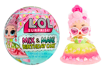 LOL Surprise Mix & Make Birthday Cake Tots with Collectible Doll, DIY Cake Dress, Cake Making and Decorating, Ingredients and Glitter Sprinkles, Cake Dress Doll- Great Gift for Girls Age 3+
