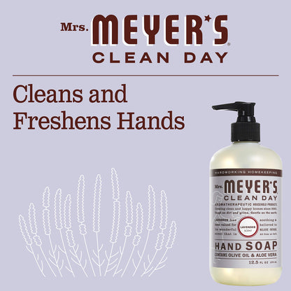 MRS. MEYER'S CLEAN DAY Hand Soap, Made with Essential Oils, Biodegradable Formula, Lavender, 12.5 fl. oz - Pack of 3