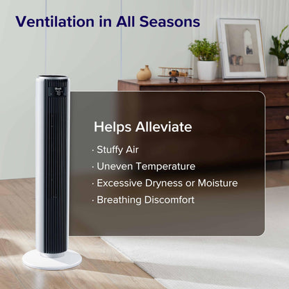 LEVOIT Tower Fan for Bedroom, Standing Fan with 28dB Quiet for Sleep, Remoter, 12H Timer, 25ft/s Velocity, 5 Speeds, 4 Modes, 90° Oscillation for Home, Office, Indoor, Bladeless 36 inch, White