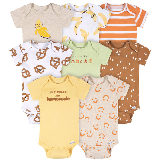 Onesies Brand unisex-baby 8-pack Short Sleeve Mix & Match Bodysuits, Peeling Good, Newborn
