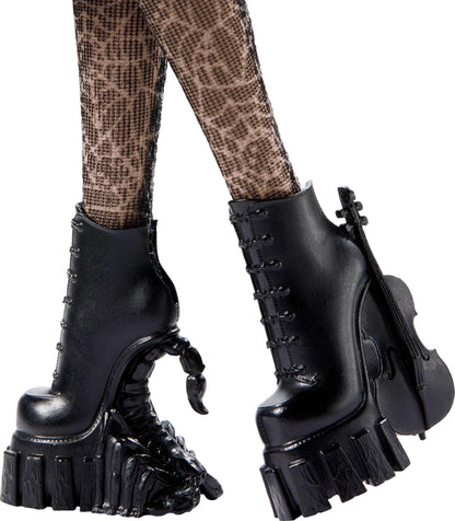 Monster High Wednesday Doll and Accessories, Wednesday Addams Collectible in Nevermore Academy Uniform with Thing and Backpack, Doll Stand