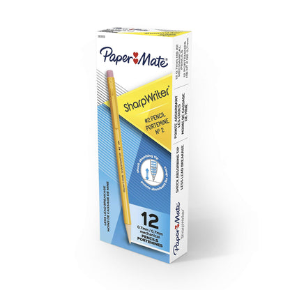 Paper Mate SharpWriter Mechanical Pencils, 0.7mm, HB #2, Yellow, 12 Count