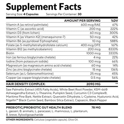 FullyVital Hair Growth Supplement for Women, Ages 35 and Up, Science-Backed Hair Vitamins for Thicker, Fuller Hair with Biotin, Saw Palmetto - Dermatologist Recommended (1 Month Supply, Vegan)