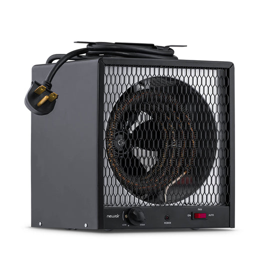 Newair 5600W Portable Electric Garage Heater - Heats Up to 600 sq. ft. with 6-Foot Cord Wrap and Carrying Handle, Space Heater Ideal for Garage, Bedroom, Dorm, and Office