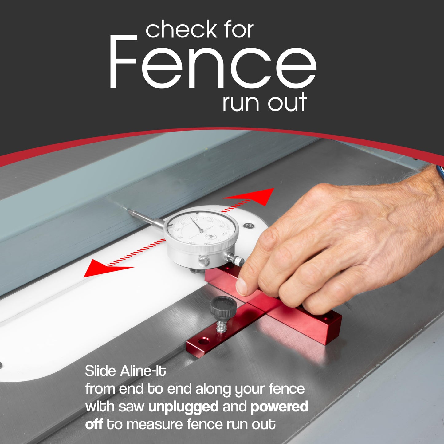 Peachtree Woodworking Supply A Line It Basic, Table Saw Alignment Calibration Tool with Precision Dial Indicator for Table Saw Alignment and Workshop Machinery Precision Alignment