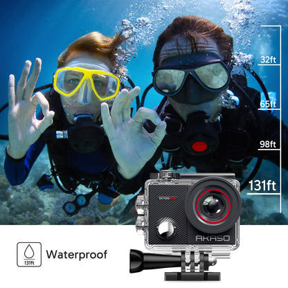 AKASO EK7000 Pro 4K30fps Action Camera with Touch Screen EIS 131ft Waterproof Underwater Camera Remote Control 5X Zoom with Helmet Accessories Kit (Standalone)