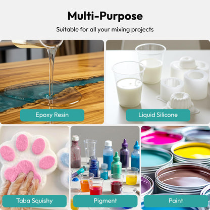 Resiners Dual-Head Resin Mixer with Spiral Silicone Paddles, Rechargeable Epoxy Mixer, Stepless Speed & Minimum Bubbles, Electric Stirrer for Resin,Silicone,Paint Mixing,Resin Tools,DIY Crafts