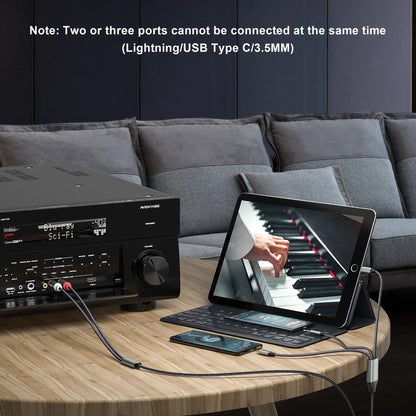 Lightning to RCA Cable Audio Aux Adapter（10.3M）,RCA to 3.5mm Cable，USB C to 2 RCA Audio Cable， (3 in 1 Audio Cable) for Power Amplifier, Car, Home Theater, Speaker and More(Lightning Compatible)