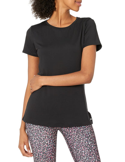 Amazon Essentials Women's Active Quick Dry Tech Stretch Short-Sleeve Crewneck T-Shirt (Available in Plus Size), Pack of 2, Black/Dark Grey Space Dye, Medium