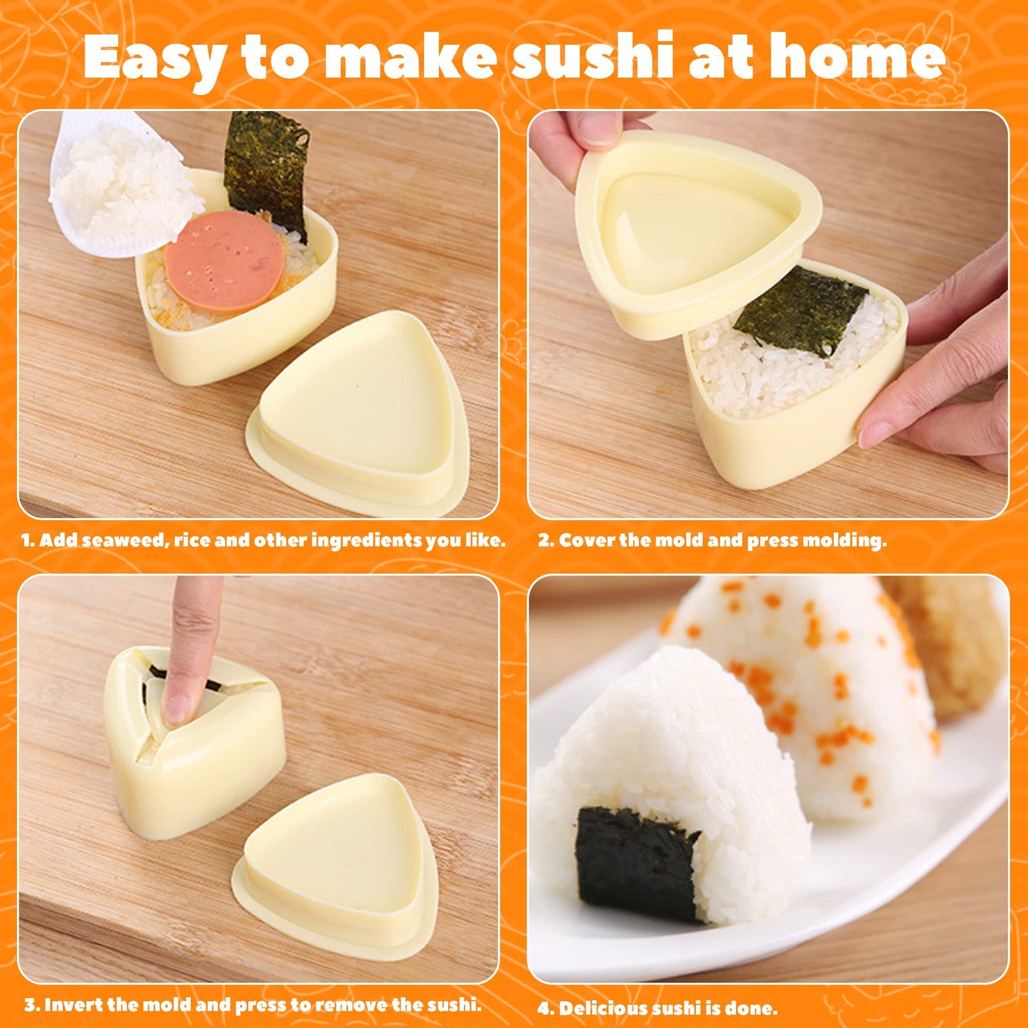 Ajerg Spam Musubi Mold, Sushi Onigiri Mold Set,Kitchen Sesame Paste Maker, Non-stick Masubi Molds Kit,Butter Cheese Spam Slicer (Spam Musubi Mold)