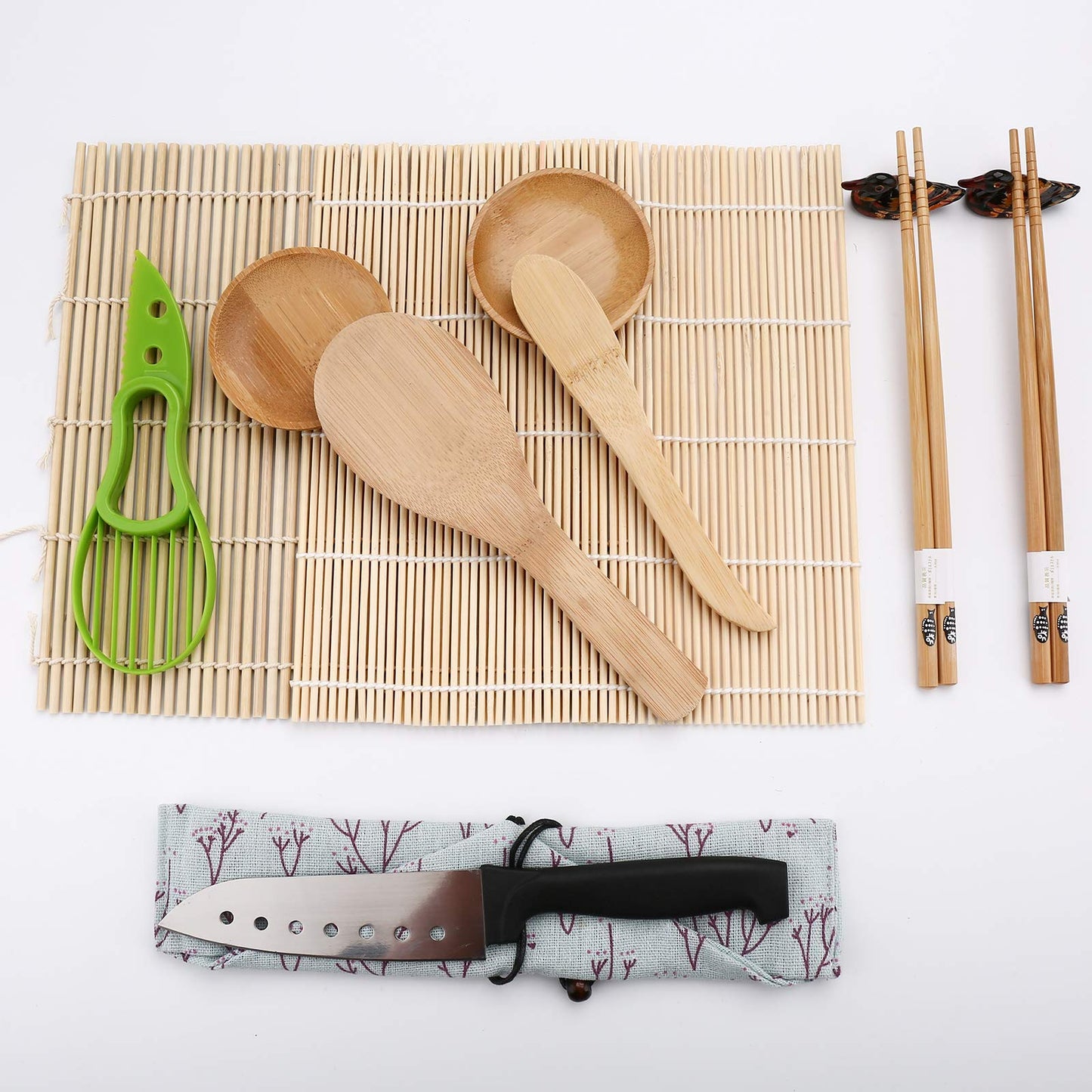 Luney Sushi Making Kit, All in One Sushi Roller Set Maker Kit with Bamboo Rolling Mat, Bazooka, Chopsticks Holders, Rice Paddle, Avocado Slicer for Beginners, Kids, Family, Friends, Home