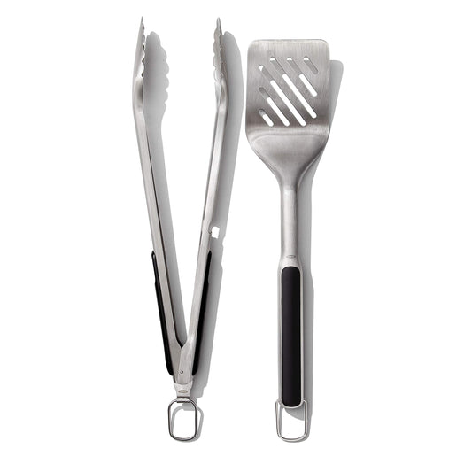 OXO Good Grips Grilling Tools, Tongs and Turner Set, Black