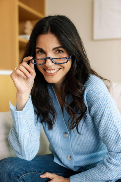 Peepers by PeeperSpecs Women's Fruit Stripe Gum Rectangle Reading Glasses, Navy, 1.75