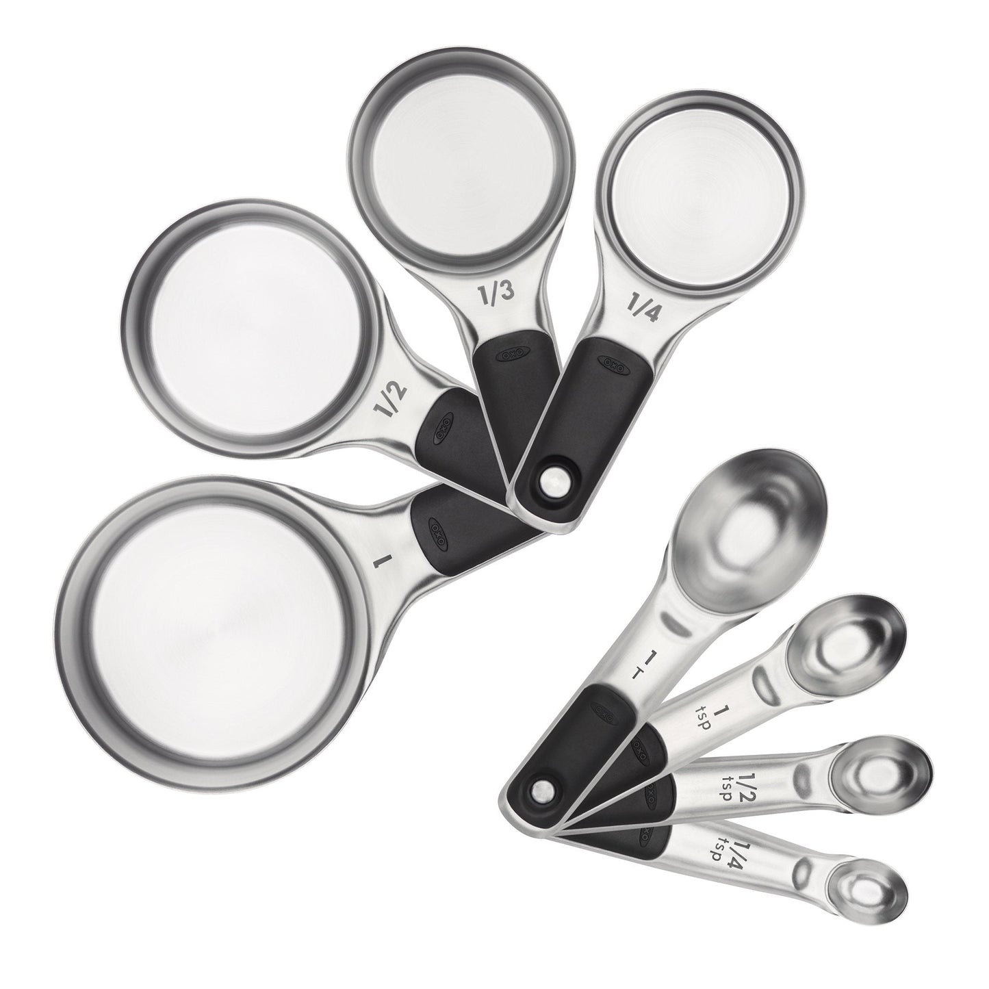 OXO Good Grips Stainless Steel Measuring Cups and Spoons 8-Piece Set, 4 Cups and 4 Spoons