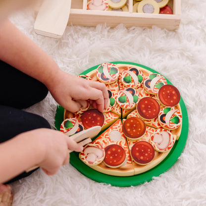 Melissa & Doug Pizza Party Wooden Play Food Set With 54 Toppings