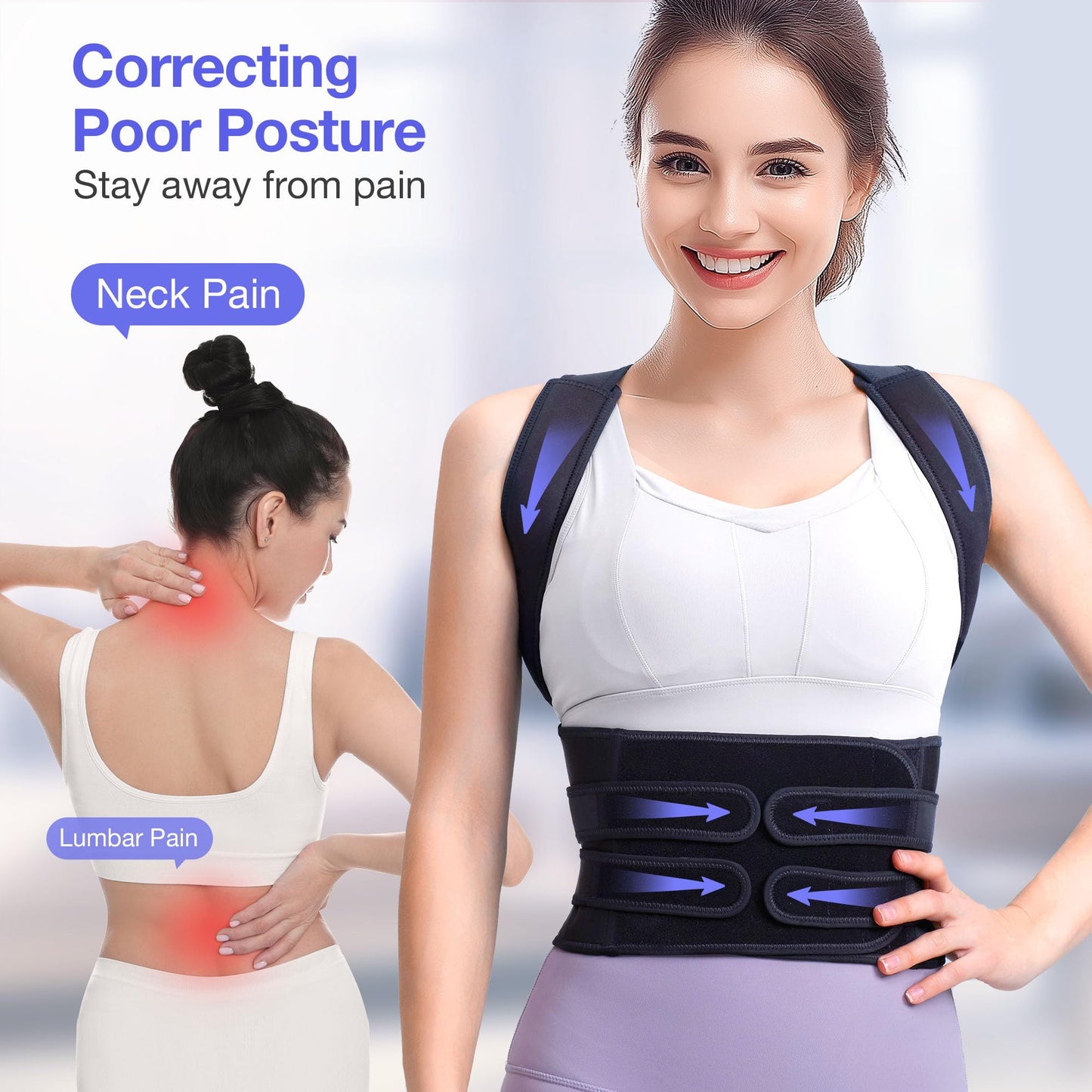 Kepwaa Posture Corrector for Women and Men, Upgraded Full Back Brace Support, Adjustable Shoulder Straightener for Improving Back Posture, Relief for Upper and Lower Back, Lumbar, Neck, Shoulder Pain