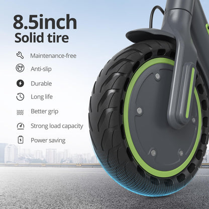 Roinside Electric Scooter for Adults - 8.5" Solid Tires, 350W Motor, Up to 19 MPH and 15 Miles Long-Range Commuting Folding E-Scooter with Dual Braking System and Smart App