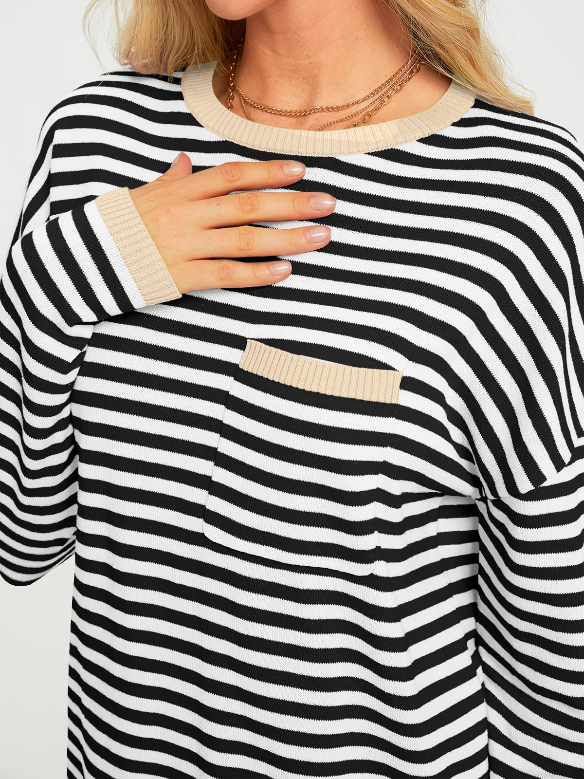 LILLUSORY Womens Sweaters 2025 Fall Fashion Clothes Outfits Striped Lightweight Oversized Ladies Cute Pullover Crewneck Long Sleeve Trendy Old Money Tops Clothing