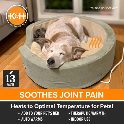 K&H Pet Products Pet Bed Warmer, Turn Any Pet Bed Into a Heated Cat or Dog Bed, Waterproof Indoor Heated Warming Pad Insert, Automatic Temperature, Safety Listed - Large 24.5 X 11.75in Gray