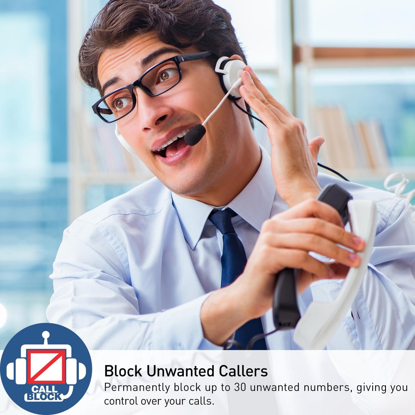 Panasonic Cordless Phone, 1.6" Backlit Display, Call Block, Speakerphone, 10 Hours Talk Time, 1 Handset - KX-TGC200B (Black)