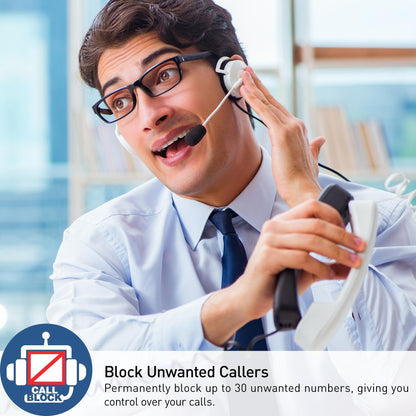 Panasonic Cordless Phone, 1.6" Backlit Display, Call Block, Speakerphone, 10 Hours Talk Time, 1 Handset - KX-TGC200B (Black)