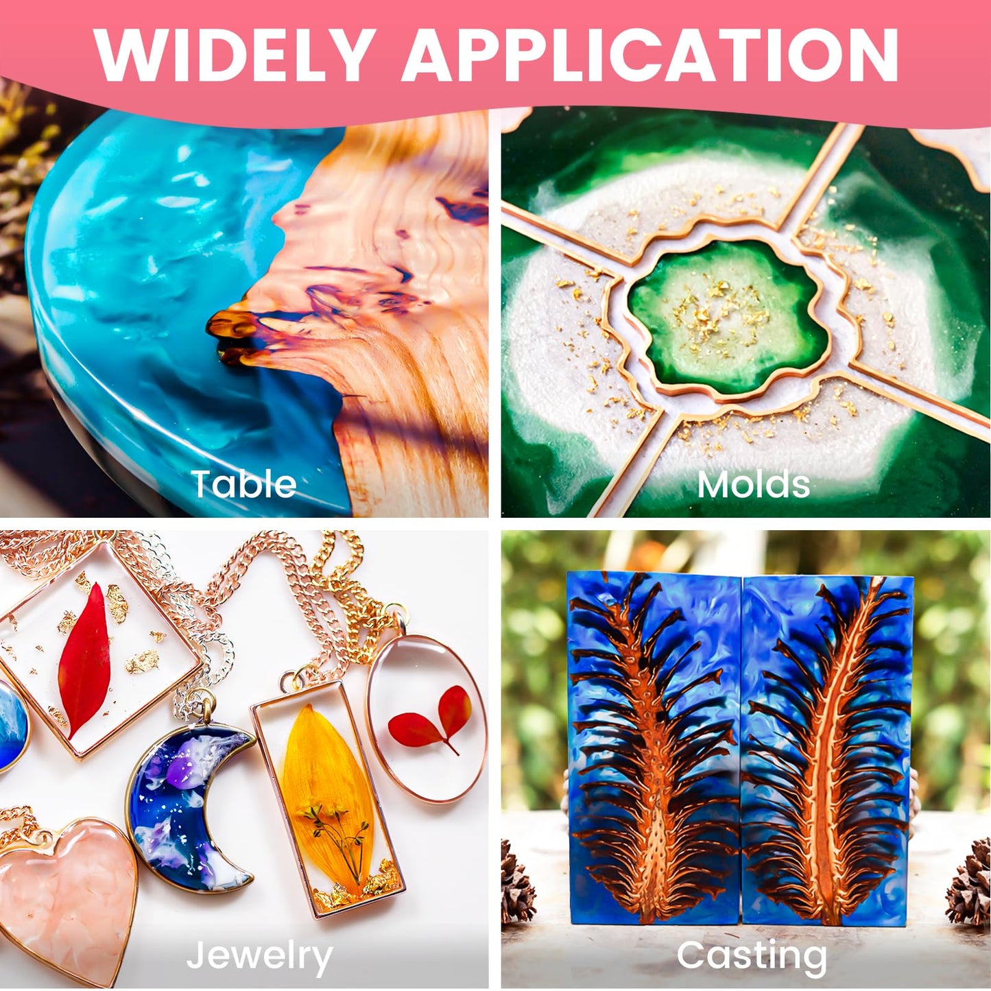 NASUBI Epoxy Resin Kit - 68OZ Crystal Clear Resin for Crafts, Mold, Wood, Jewelry Making, Art Casting Resin for Art, NO Bubble, 2 Part Clear Epoxy with Silicone Cups, Sticks, Pigment