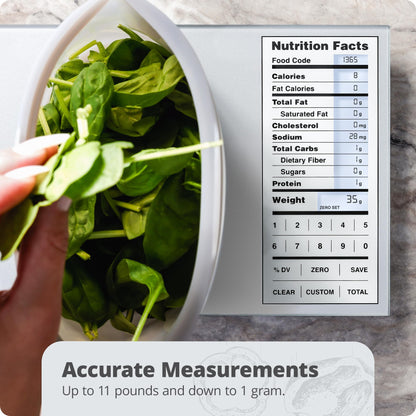 Greater Goods Nutrition Scale (Non‑Connected) – Food Grade Glass, 2,000 Food Codes Preloaded, Compact (9.33"x6.02"x0.91") for Portion Control & Meal Prep