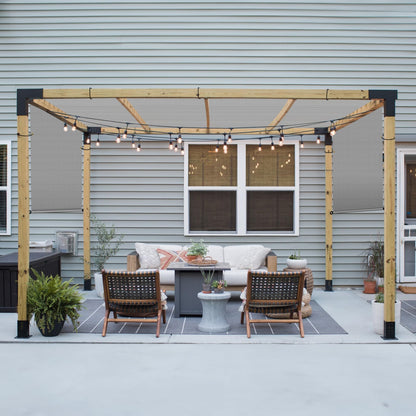 Patio Paradise 10' x 16' Pergola Canopy Replacement Cover Shade Cloth with Grommets Weighted Rods Outdoor Sun Shade Screen UV Block for Gazebo Backyard Deck Porch Balcony, Light Gray