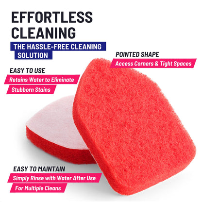 Moku Home Replacement Scrubber Refill for Extendable Tub Tile Shower Brush for Cleaning Non-Scratch (2X Scrubber Sponge Red)