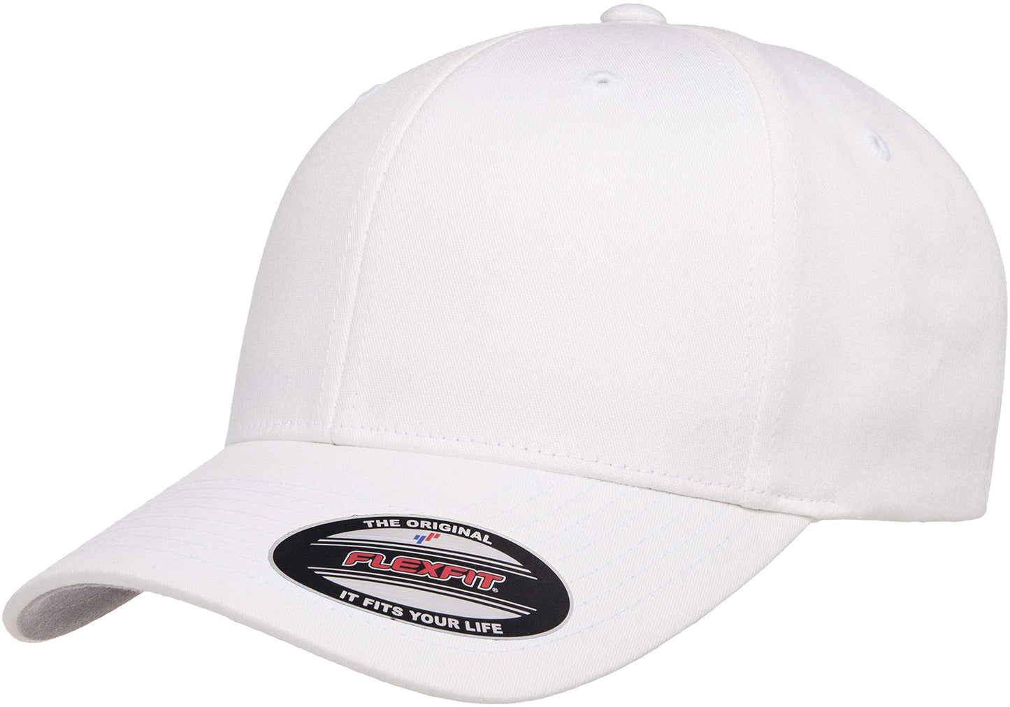 Flexfit Mens Cotton Twill Fitted Baseball Cap, White, Small-Medium US