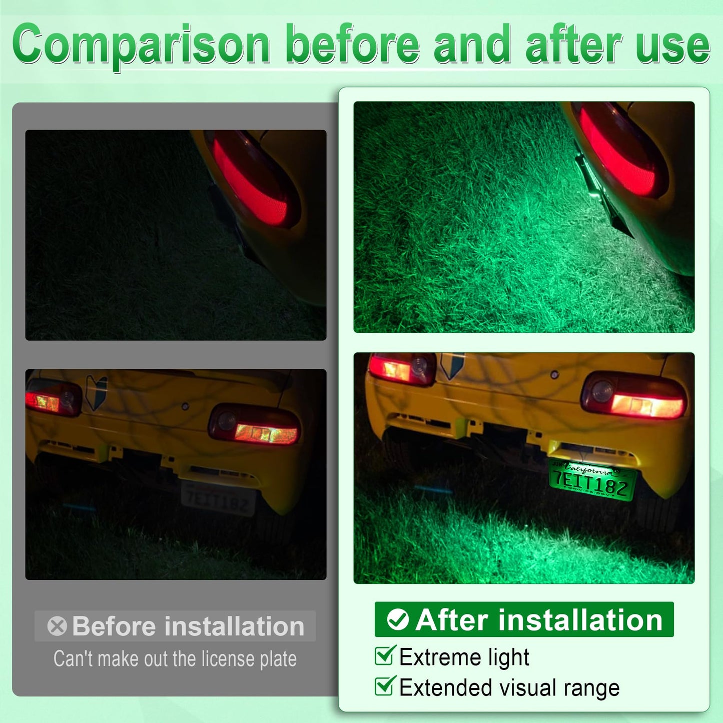 LivTee License Plate Light, LED Tag Lights, Extremely Bright LED License Plate Lights Assembly for Trailer UTV ATV Truck RV Boat, Car Accessories, Green(6000K)