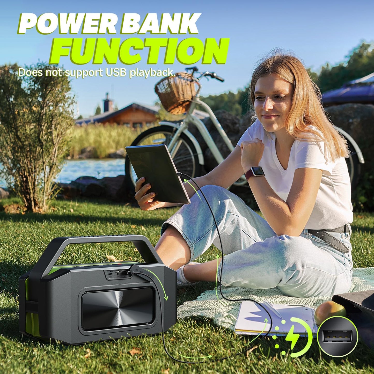 W-KING Portable Loud Bluetooth Speaker Wireless, 100W Max IPX6 Waterproof Outdoor Speaker Subwoofer, 60W Exlarge Passive Radiator- All-Round Rich Bass/40H/EQ/PowerBank/TF/AUX, Party Big Large Boombox