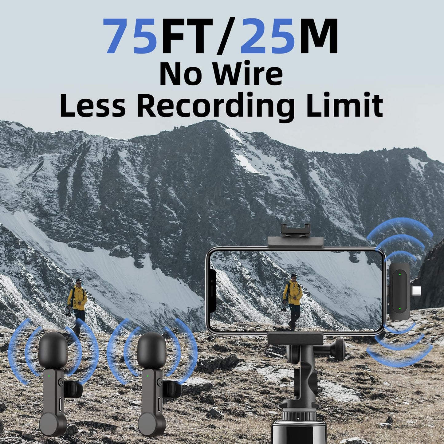 NPTCL Wireless Lavalier Microphone for Android and iPhone 15, Noise Canceling Lav Mic USB C Lapel Mic with Lighning Adapter for iPhone Video Recording Vlog TikTok