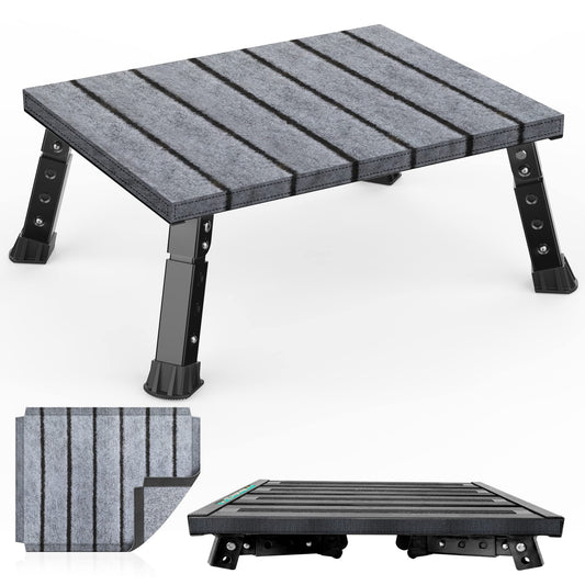 Marudina Large Platform RV Step with Cloth Cover and Anti-Slip Surface, 3-Level Adjustable Height, Light Aluminum Folding Step Stool, Supports Up to 1,000 lb - Ideal for RV and Multi-Use Scenarios