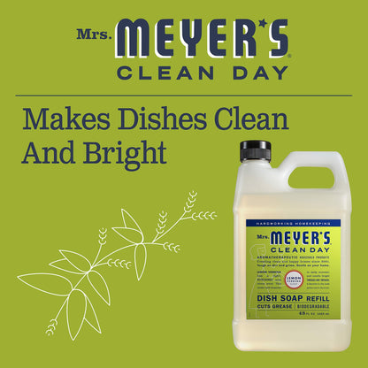 MRS. MEYER'S CLEAN DAY Liquid Dish Soap Refill, Biodegradable Formula, Lemon Verbena (48 Fl Oz (Pack of 1))