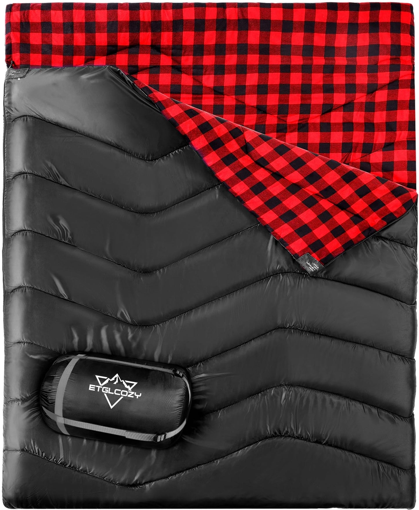 ETGLCOZY Double Sleeping Bag for Adults Kids Camping, XL Queen Size Sleeping Bags for 2 Person All Season Hiking Backpacking, Lightweight Waterproof with Compression Sack