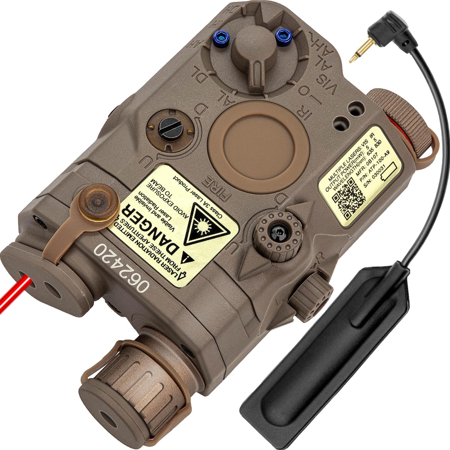 ACTIONUNION Airsoft PEQ-15 IR Laser + Visible Red Laser + White LED Flashlight (Tan)