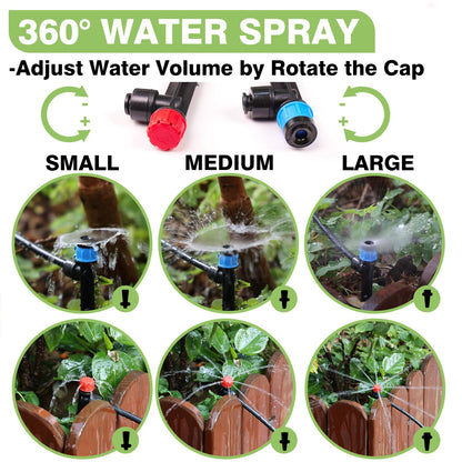 Maotong 240FT Drip Irrigation System Kit New Quick-Connect, Automatic Garden Watering Misting System for Greenhouse, Yard, Lawn, Plant with 1/2 inch Hose 1/4 inch Distribution Tubing and Accessories