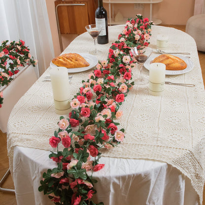 MARTINE MALL Flower Garland Rose Vines, 2 Strands 16.5Ft Flower Vines for Bedroom, Rose Floral Garland Decorations for Room Table Birthday Wedding Party Garden Wall Decor