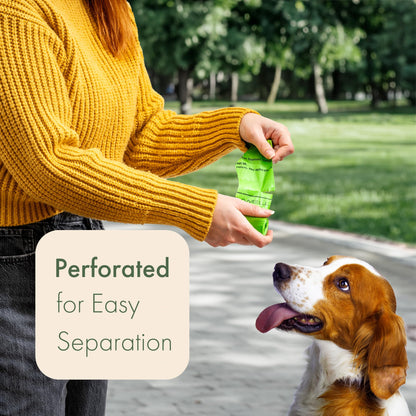 (Not Made In China) Dog Poop Bag Rolls, 300 Count, Biodegradable, Leak Proof and Extra Thick Bags For Dogs and Cats, Unscented and Earth Friendly Waste and Doggy Litter Bag Refill Roll