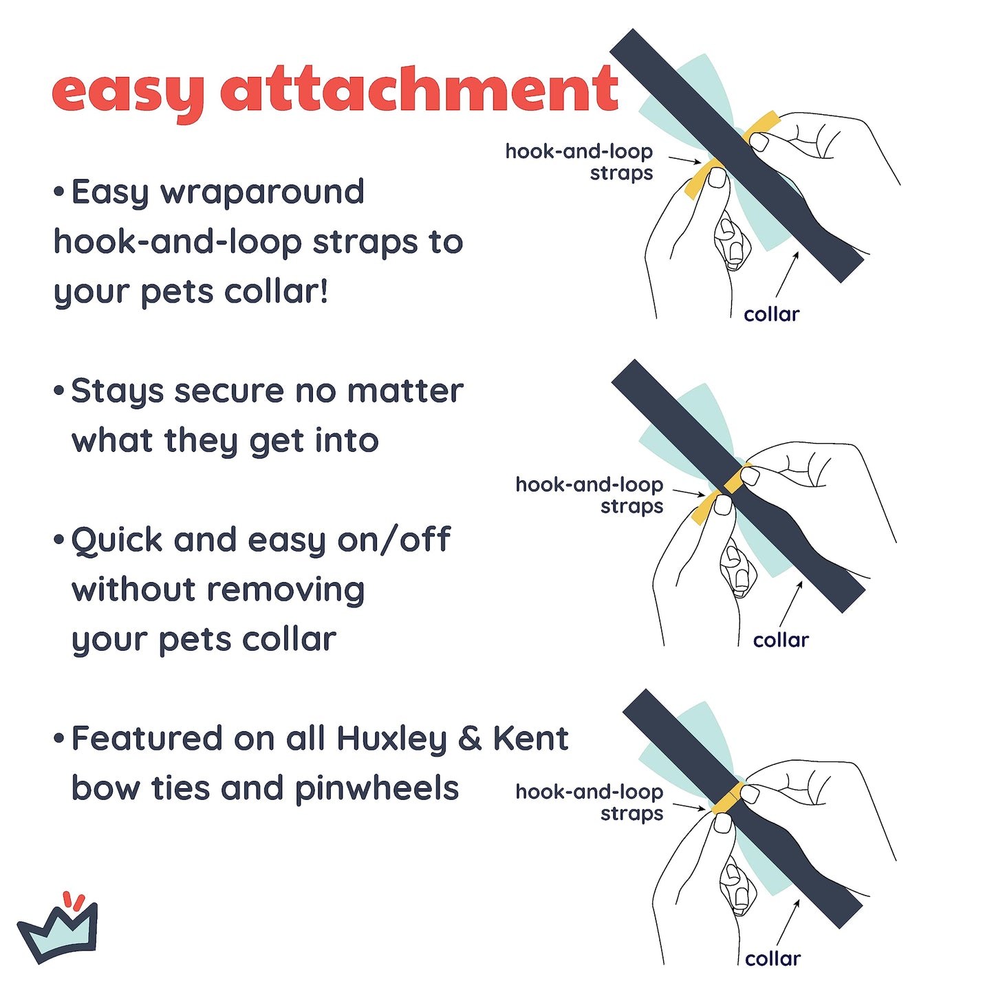 Huxley & Kent Pet Bow Tie for Dogs & Cats - Adjustable Collar Accessory - Cute & Comfortable for Holidays & Celebrations - Navy Check, Large